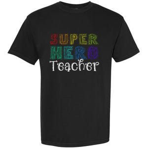 Multicolor Retro Teacher Superhero Garment-Dyed Heavyweight T-Shirt