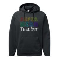 Multicolor Retro Teacher Superhero Performance Fleece Hoodie