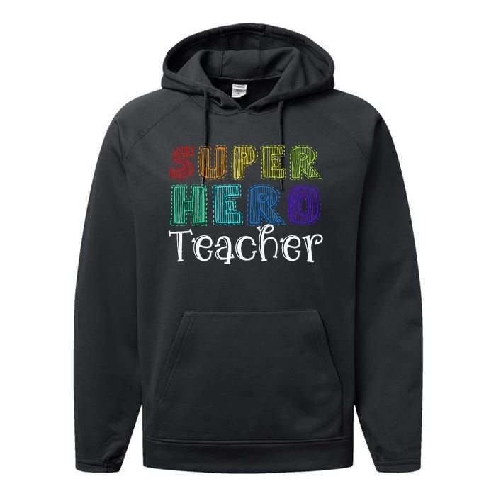 Multicolor Retro Teacher Superhero Performance Fleece Hoodie