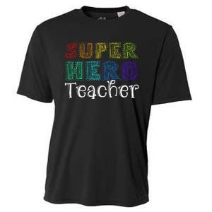 Multicolor Retro Teacher Superhero Cooling Performance Crew T-Shirt