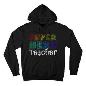 Multicolor Retro Teacher Superhero Hoodie