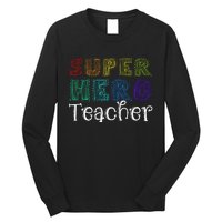 Multicolor Retro Teacher Superhero Long Sleeve Shirt