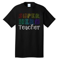 Multicolor Retro Teacher Superhero Tall T-Shirt