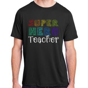 Multicolor Retro Teacher Superhero Adult ChromaSoft Performance T-Shirt