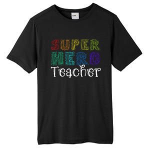 Multicolor Retro Teacher Superhero Tall Fusion ChromaSoft Performance T-Shirt