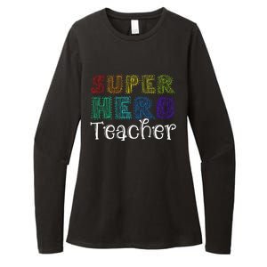 Multicolor Retro Teacher Superhero Womens CVC Long Sleeve Shirt