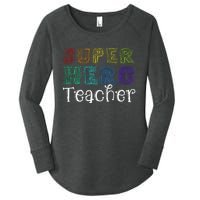 Multicolor Retro Teacher Superhero Women's Perfect Tri Tunic Long Sleeve Shirt