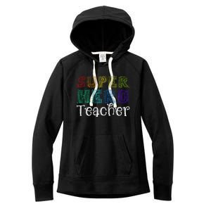 Multicolor Retro Teacher Superhero Women's Fleece Hoodie