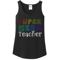 Multicolor Retro Teacher Superhero Ladies Essential Tank