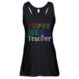 Multicolor Retro Teacher Superhero Ladies Essential Flowy Tank