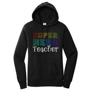 Multicolor Retro Teacher Superhero Women's Pullover Hoodie