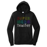 Multicolor Retro Teacher Superhero Women's Pullover Hoodie