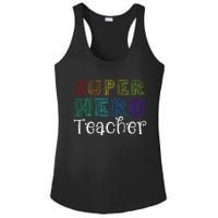 Multicolor Retro Teacher Superhero Ladies PosiCharge Competitor Racerback Tank