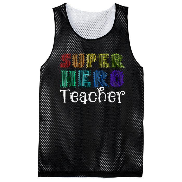 Multicolor Retro Teacher Superhero Mesh Reversible Basketball Jersey Tank