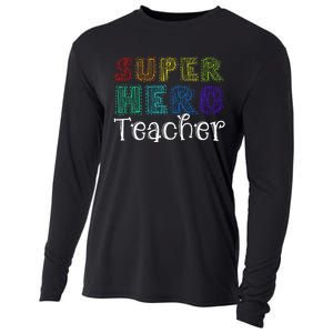 Multicolor Retro Teacher Superhero Cooling Performance Long Sleeve Crew