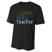 Multicolor Retro Teacher Superhero Performance Sprint T-Shirt