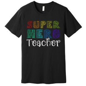 Multicolor Retro Teacher Superhero Premium T-Shirt