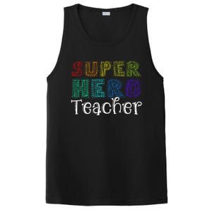 Multicolor Retro Teacher Superhero PosiCharge Competitor Tank