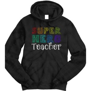 Multicolor Retro Teacher Superhero Tie Dye Hoodie