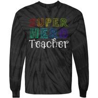 Multicolor Retro Teacher Superhero Tie-Dye Long Sleeve Shirt