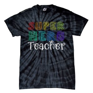 Multicolor Retro Teacher Superhero Tie-Dye T-Shirt