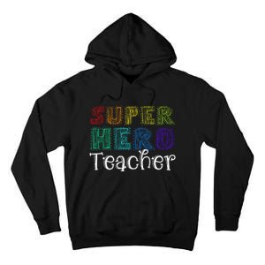 Multicolor Retro Teacher Superhero Tall Hoodie