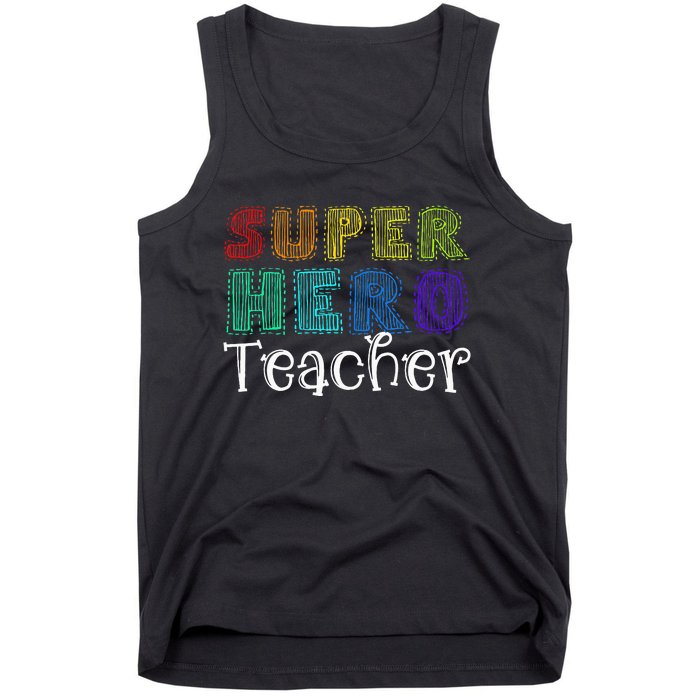 Multicolor Retro Teacher Superhero Tank Top