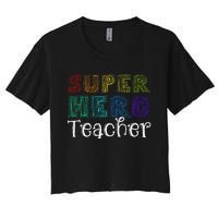 Multicolor Retro Teacher Superhero Women's Crop Top Tee