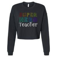 Multicolor Retro Teacher Superhero Cropped Pullover Crew