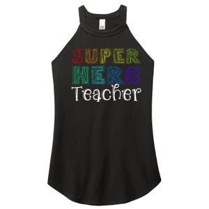 Multicolor Retro Teacher Superhero Women's Perfect Tri Rocker Tank