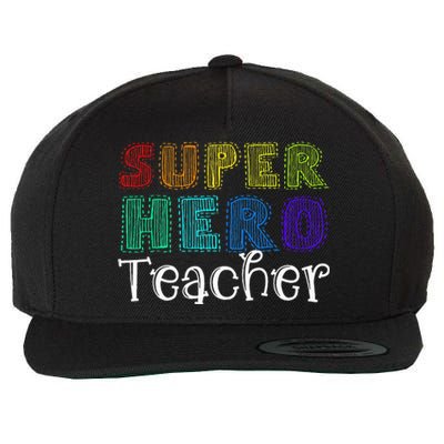 Multicolor Retro Teacher Superhero Wool Snapback Cap