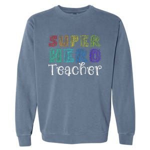 Multicolor Retro Teacher Superhero Garment-Dyed Sweatshirt