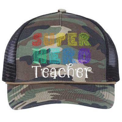 Multicolor Retro Teacher Superhero Retro Rope Trucker Hat Cap