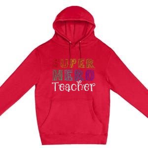 Multicolor Retro Teacher Superhero Premium Pullover Hoodie