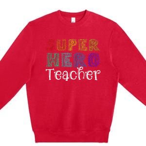 Multicolor Retro Teacher Superhero Premium Crewneck Sweatshirt