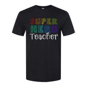 Multicolor Retro Teacher Superhero Softstyle CVC T-Shirt