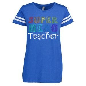 Multicolor Retro Teacher Superhero Enza Ladies Jersey Football T-Shirt