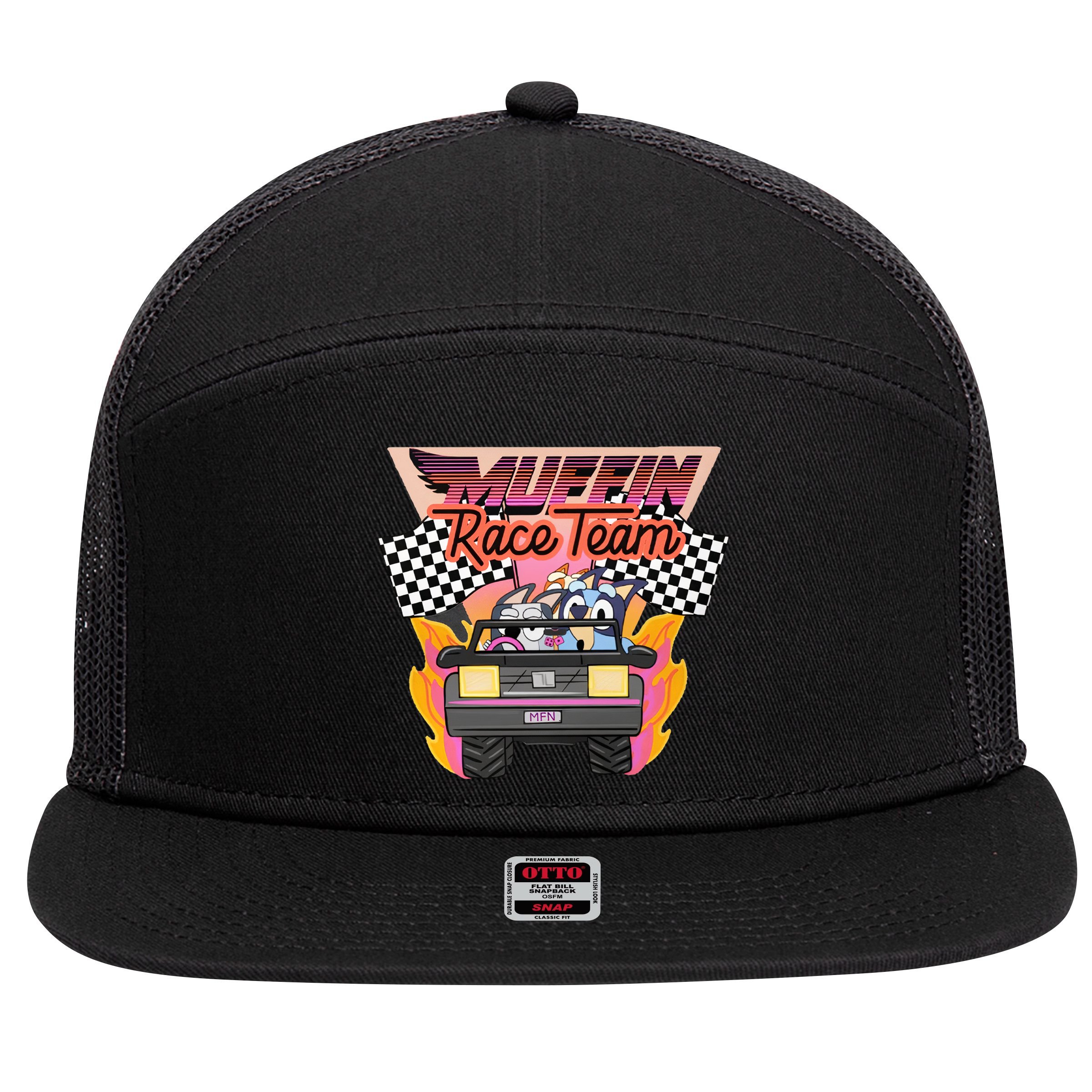 Muffin Race Team Muffin Cupcake Heeler 7 Panel Mesh Trucker Snapback Hat