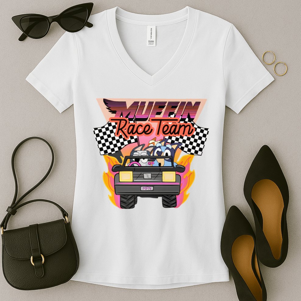 Muffin Race Team Muffin Cupcake Heeler Women's V-Neck T-Shirt