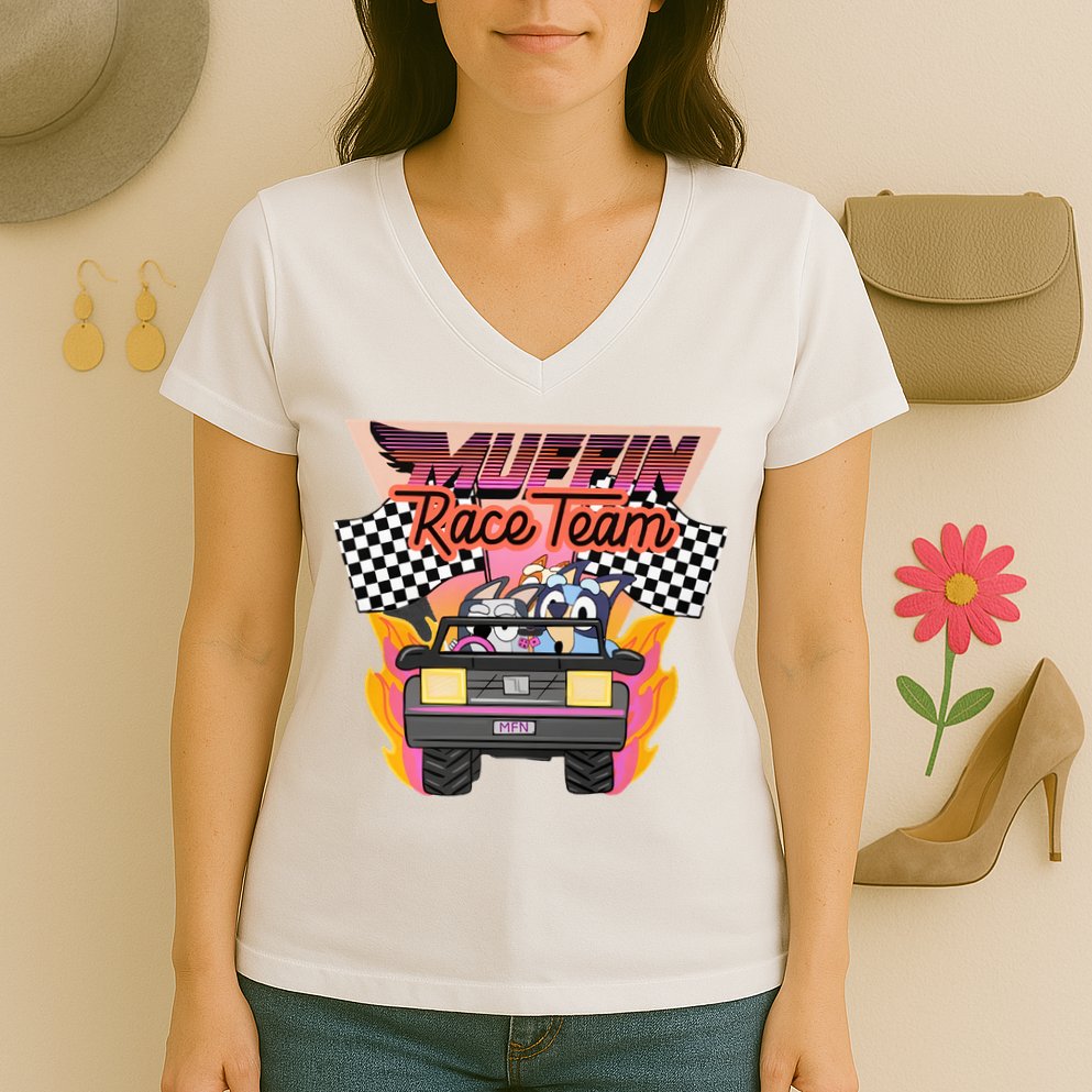 Muffin Race Team Muffin Cupcake Heeler Women's V-Neck T-Shirt