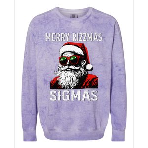 Merry Rizzmas Teens School Retro Christmas Santa Claus Colorblast Crewneck Sweatshirt