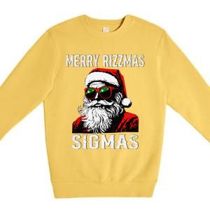 Merry Rizzmas Teens School Retro Christmas Santa Claus Premium Crewneck Sweatshirt