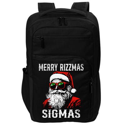 Merry Rizzmas Teens School Retro Christmas Santa Claus Impact Tech Backpack