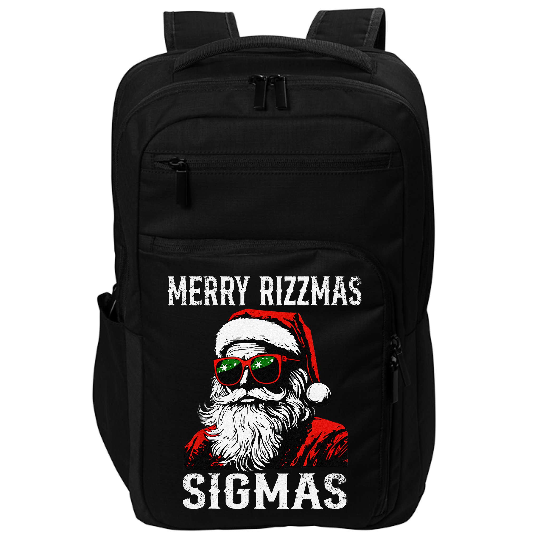 Merry Rizzmas Teens School Retro Christmas Santa Claus Impact Tech Backpack