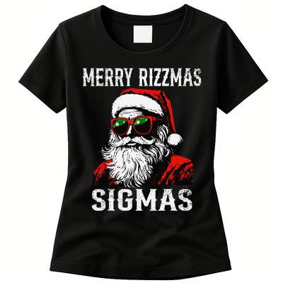Merry Rizzmas Teens School Retro Christmas Santa Claus Womens T-Shirt