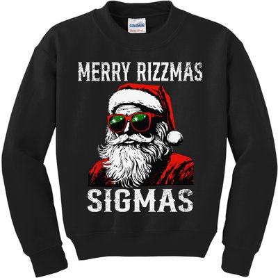 Merry Rizzmas Teens School Retro Christmas Santa Claus Kids Sweatshirt