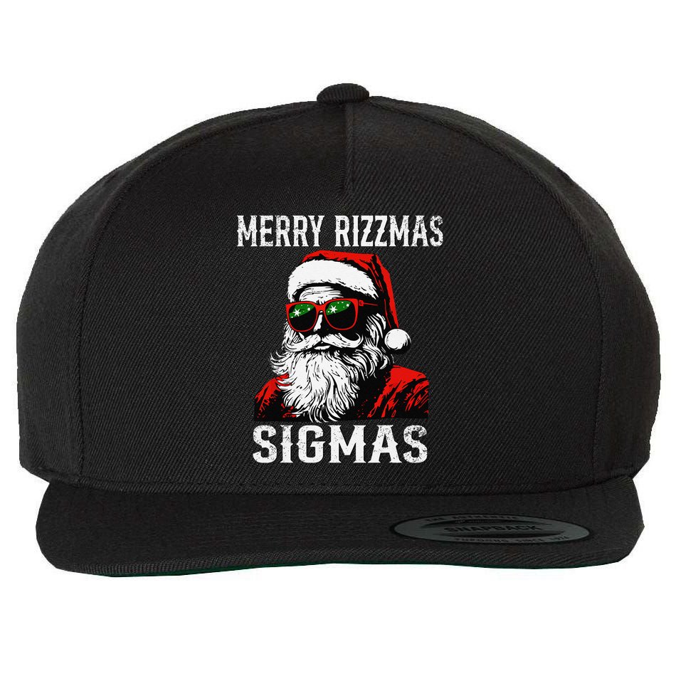 Merry Rizzmas Teens School Retro Christmas Santa Claus Wool Snapback Cap