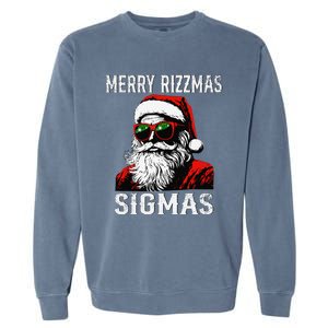 Merry Rizzmas Teens School Retro Christmas Santa Claus Garment-Dyed Sweatshirt