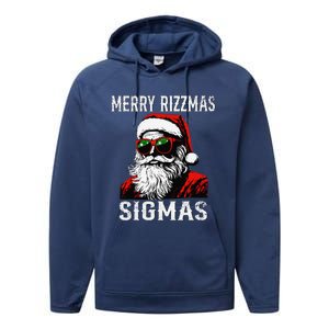 Merry Rizzmas Teens School Retro Christmas Santa Claus Performance Fleece Hoodie