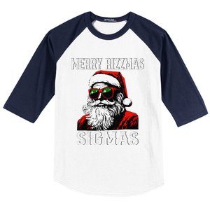 Merry Rizzmas Teens School Retro Christmas Santa Claus Baseball Sleeve Shirt